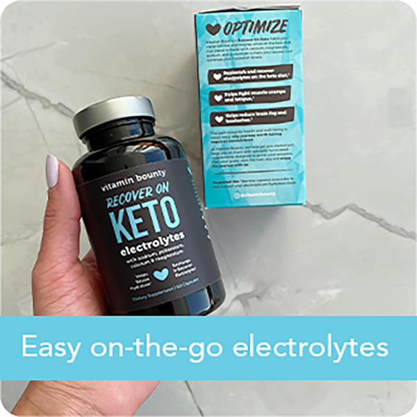 Recover On Keto Electrolytes - Keto Supplements, Keto Electrolytes Pills, Electrolyte Supplement, Keto Vitamins, Sugar Free Hydration, Boost Energy, Workout Recovery - 60 Capsules - Image 4