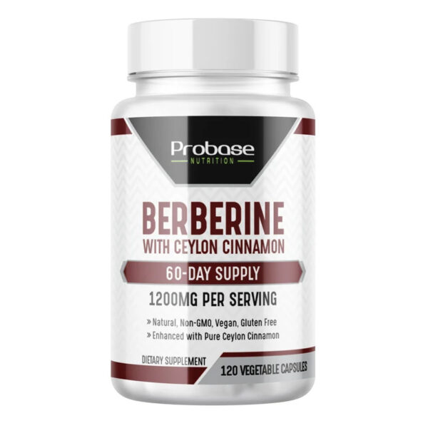 Probase Premium Berberine 1200mg, 120 Capsules - Plus Ceylon Cinnamon Extract 10:1 - Supports Glucose Metabolism, Healthy Weight Management